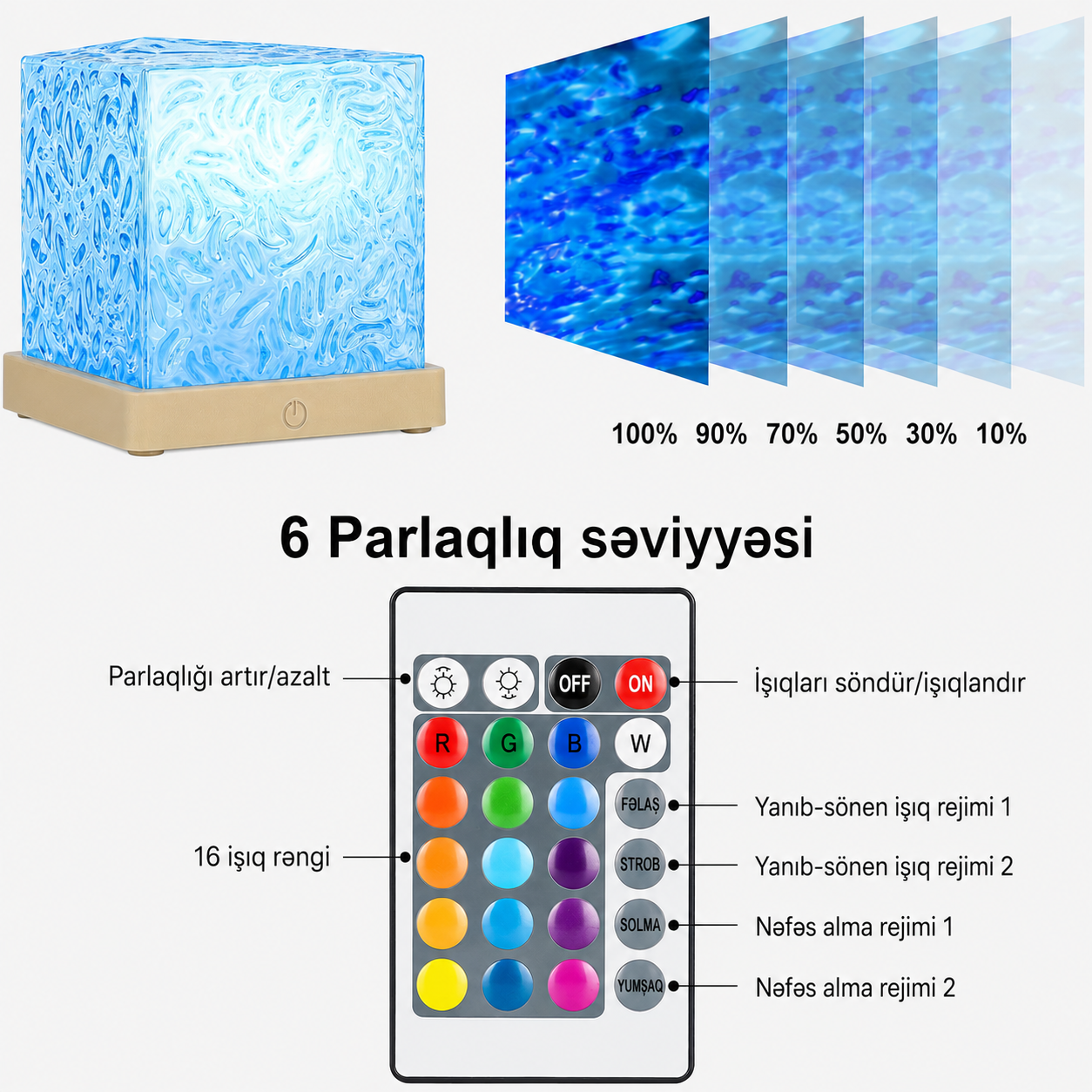Okean Dalğa Effektli 16 Rəngli RGB Gecə Lampası